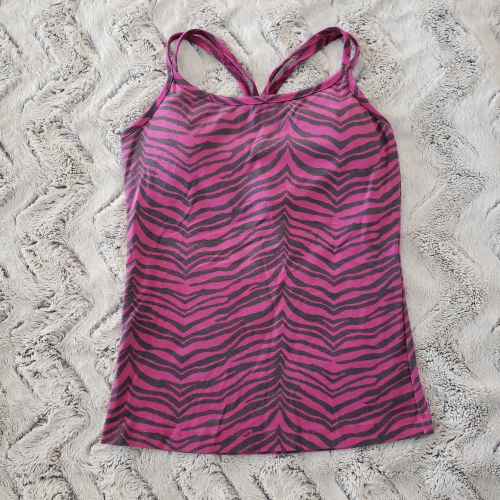 Pink & gray tiger stripe athletic workout tank